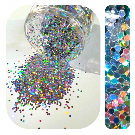 GLITTER HOLOGRAPHIC - SILVER 1/16 50 GR