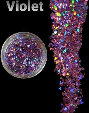 GLITTER HOLOGRAPHIC SHAPES - GLITTER HOLOGRAPHIC TRIUNGHI - VIOLET 10 GR
