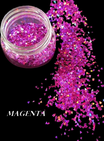 GLITTER HOLOGRAPHIC SHAPES - GLITTER HOLOGRAPHFIC TRIUNGHI - MAGENTA 10 GR