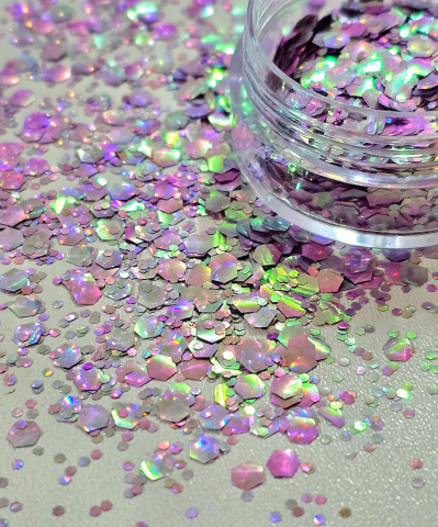 IRIDISCENT HEXAGON CHUNKY GLITTER - IRIDISCENT HEXAGON CHUNKY GLITTER - LILAC 10 GR