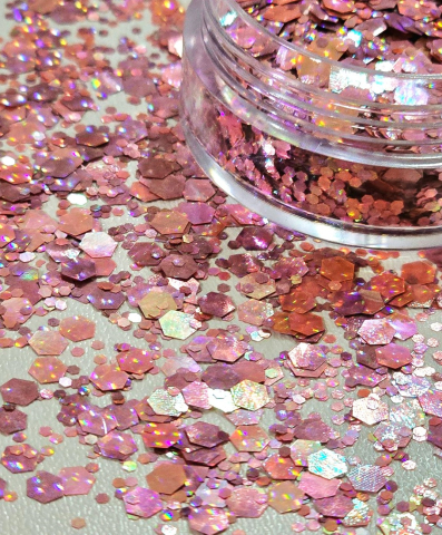 IRIDISCENT HEXAGON CHUNKY GLITTER - IRIDISCENT HEXAGON CHUNKY GLITTER - PINK 10 GR