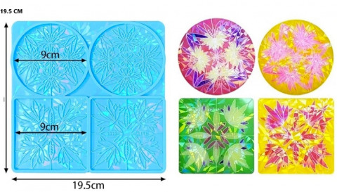 ACCESORII PENTRU RASINA EPOXIDICA - MATRITA SILICON HOLOGRAFIC LASER SUPORT PAHAR SET 4
