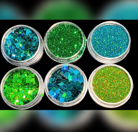 SET MIX GLITTER - SET MIX GLITTER GREEN  6 X 1,5 GR