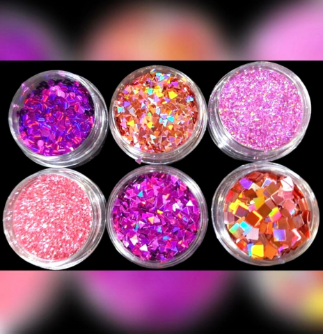 SET MIX GLITTER - SET MIX GLITTER PINK VIOLET 6 X 1,5 GR - ARTLINEDEVE