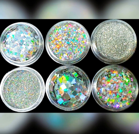 SET MIX GLITTER - SET MIX GLITTER SILVER  6 X 1,5 GR