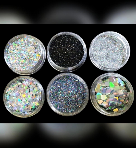 SET MIX GLITTER - SET MIX GLITTER SILVER BLACK   6 X 1,5 GR