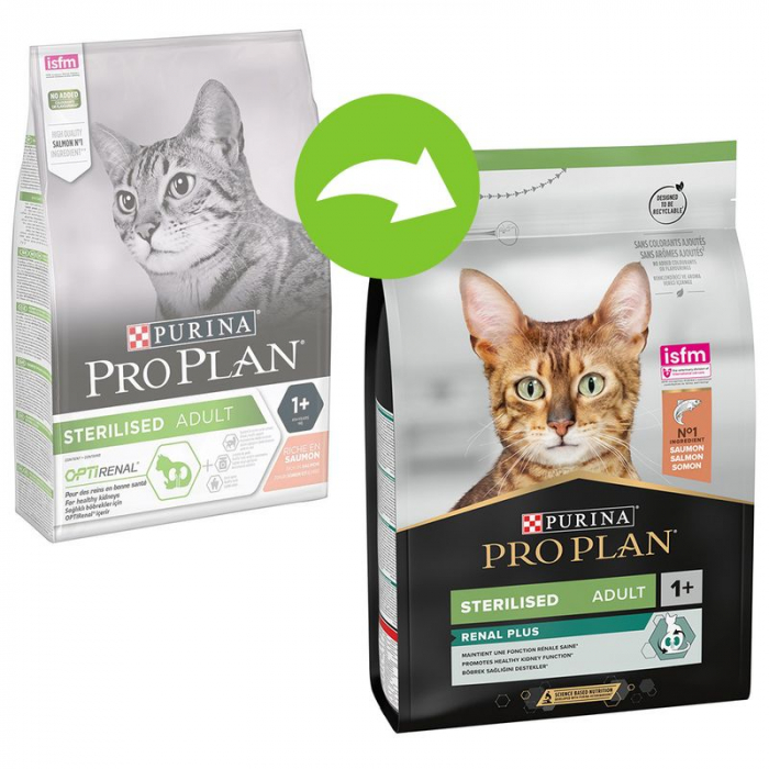 Sac Pro Plan Sterilised Optirenal Pisica Cu Somon 10 kg Purina [2]