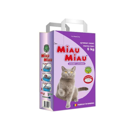 Nisip igienic, litiere pisici - Asternut Igienic Miau Miau Lavanda 6kg. Mf.04154