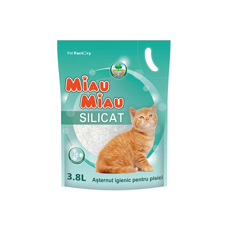 Nisip igienic, litiere pisici - Asternut Silicat Miau Miau 3.8l Verde