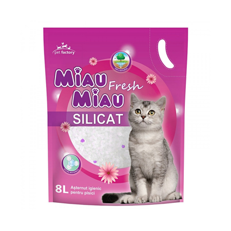 Nisip igienic, litiere pisici - Asternut Silicatic Miau Miau 8l Mf.02332