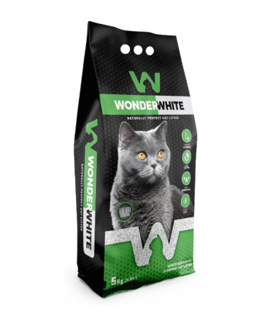 Nisip igienic, litiere pisici - Bentonita extra alba ALOE VERA Wonder White 5 kg