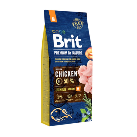 Hrana uscata caini - Brit Premium By Nature Junior M Cu Pui 15 Kg