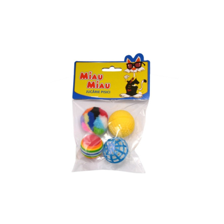 Jucarii pisici - Miau Miau Jucarie Minge Plastic 4buc Mf.03693
