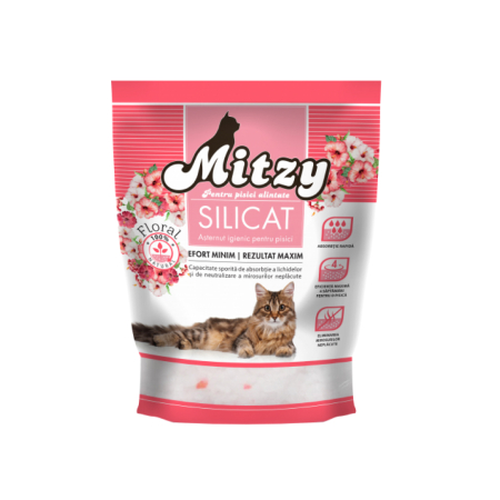 Nisip igienic, litiere pisici - Mitzy Silicat Floral 3.8l