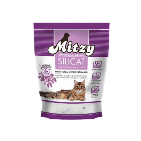 Nisip igienic, litiere pisici - Mitzy Silicat Lavanda 3.8l