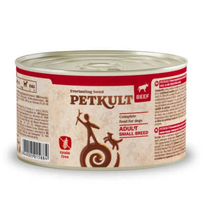 Hrana umeda caini - Conservă câini cu vită Petkult 185 g