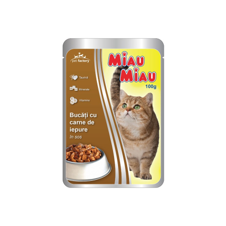 Hrana umeda pisici - Plic Miau Miau Cu Iepure In Sos 100g