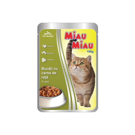 Hrana umeda pisici - Plic Miau Miau Cu Rata In Sos 100g