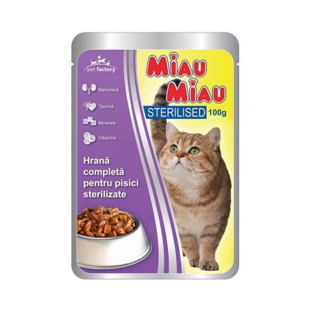 Hrana umeda pisici - Plic Miau Miau Sterilised 100G Mf.04337