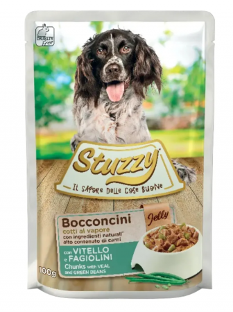 Botnite caini - Stuzzy Dog Plic Jelly Vitel Si Fasole Verde 100gr