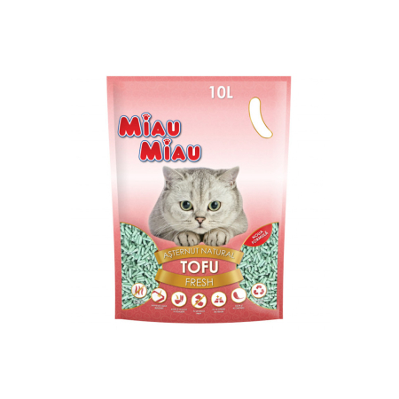 Nisip igienic, litiere pisici - Tofu Asternut Miau Miau Fresh 10l