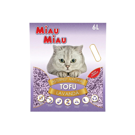 Nisip igienic, litiere pisici - Tofu Lavanda Asternut Miau Miau 6l