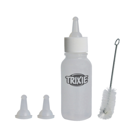 Lapte pisici - Trixie Biberon 57ml Cu 3 Tetine Silicon Si Perie