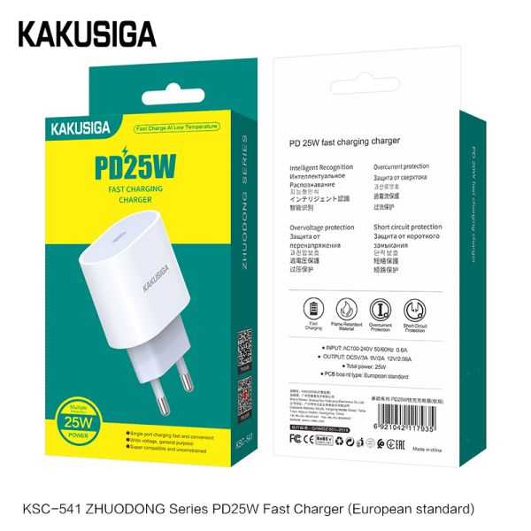 Încărcător Rețea KAKUSIGA KSC-541 – PD 25W, USB Type-C, Fast Charge, EU Plug, Alb [1]
