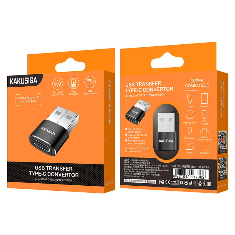 Adaptor USB-A, Transfer Type-C, Convertor, Kakusiga, KSC-530, Black [2]