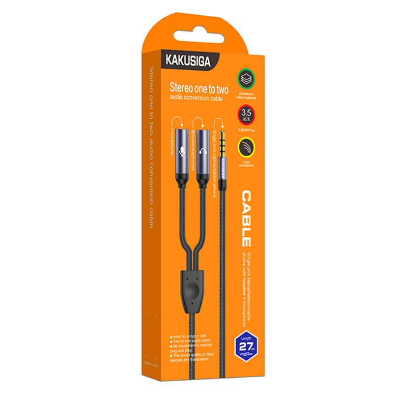 Cablu, Audio Y Splitter, Kaku (KSC-570), 2x Jack 3.5mm (F) - la Jack 3.5mm (M) - 27cm, BLACK [1]