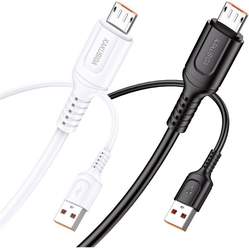 Cablu date, Kakusiga KSC-805, 3A, USB-A la Micro-USB, 1 M, Alb, Negru [3]