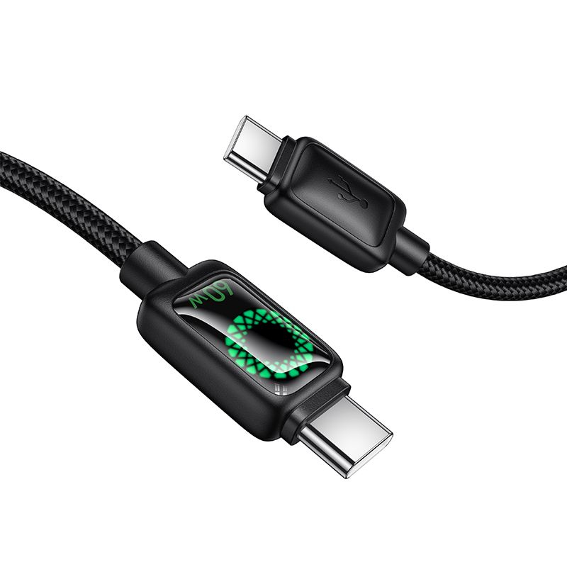 Cablu Date și Încărcare HOCO U146 USB-C la USB-C 60W 3A cu Display LCD, 1.2m – Negru [3]