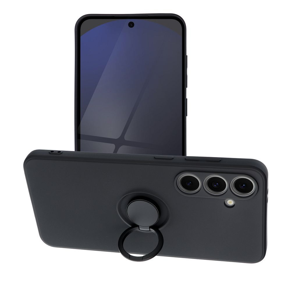 Husă Silicone Ring pentru Samsung Galaxy S24 FE – Suport Inel Rotativ, Protecție Anti-Șoc, Negru [2]