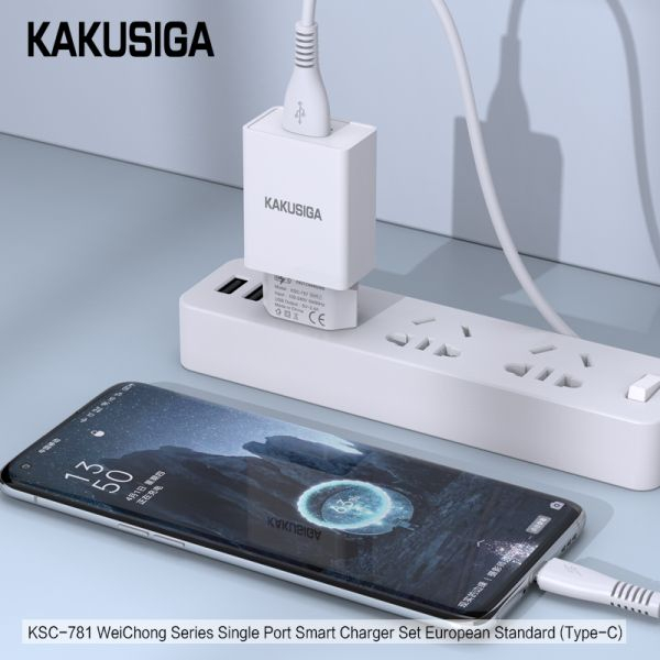 Încărcător KAKUSIGA KSC - 781 cu Cablu USB Type-C – 2.4A, Set Complet (Alb / Negru) [1]