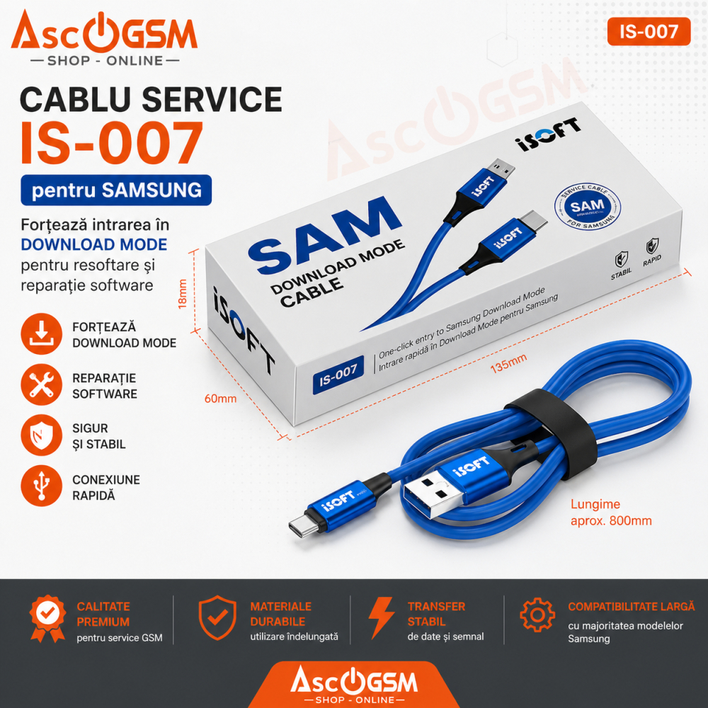 ISOFT IS-007 Cablu Service Samsung Download Mode – Forțare Download Mode pentru Reparație Software [2]