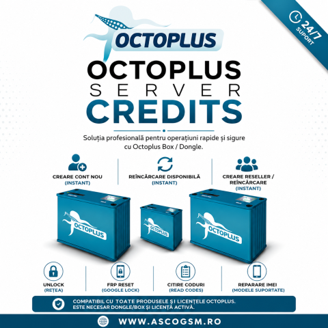 Octoplus/Medusa - Octoplus Server Credits Cont Nou – Credite Unlock FRP Repair pentru Octoplus Box & Dongle