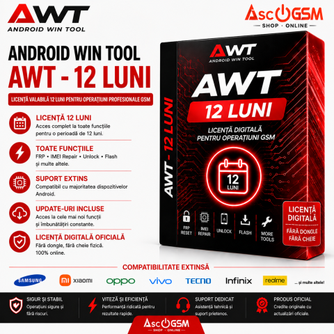 DFT Pro Tool - Android Win Tool (AWT) Licență Digitală Software GSM – Flash, FRP, Unlock, IMEI Repair