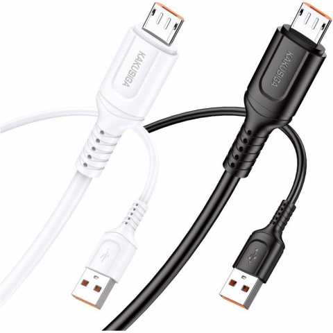 Cablu date, Kakusiga KSC-805, 3A, USB-A la Micro-USB, 1 M, Alb, Negru [2]