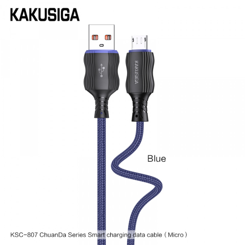 Cabluri Type - C / Type - C - Cablul inteligent de date,material, Kakusiga KSC-807, USB-A la Micro USB,2.4A, 1M