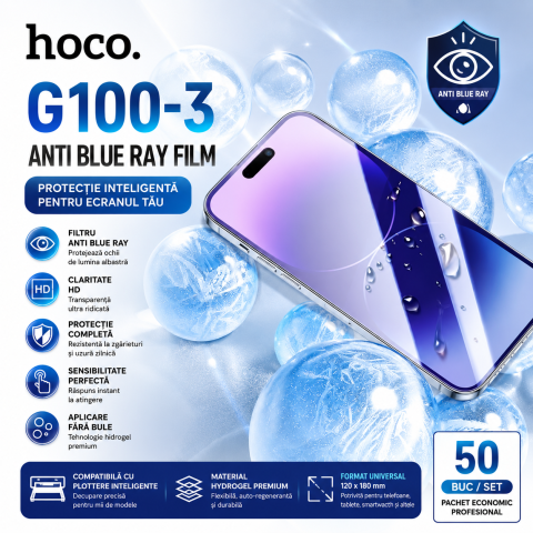 HOCO G100-3 Anti Blue Ray Hydrogel Film – Folie Bulk pentru Plotter / Cutter (50 Buc) [1]