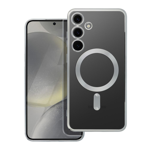 Husa Acryl MagSafe Samsung - Husă Electro Mag Cover compatibilă MagSafe pentru Samsung Galaxy S24 Plus – Protecție Cameră, Încărcare Wireless, Argintiu