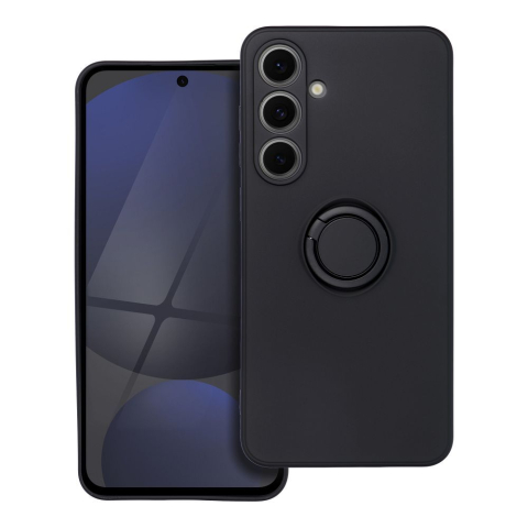 Huse Samsung - Husă Silicone Ring pentru Samsung Galaxy S24 FE – Suport Inel Rotativ, Protecție Anti-Șoc, Negru