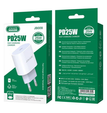 Incarcator de retea Jokade JB009 Type-C universal cu incarcare rapida PD25W, Alb, Blister [1]