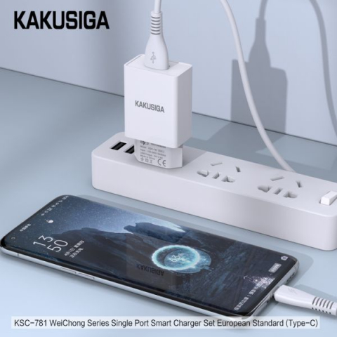 Incarcatoare Retea - Încărcător KAKUSIGA KSC - 781 cu Cablu USB Type-C – 2.4A, Set Complet (Alb / Negru)