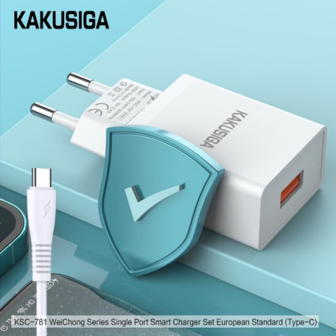 Încărcător KAKUSIGA KSC - 781 cu Cablu USB Type-C – 2.4A, Set Complet (Alb / Negru) [5]