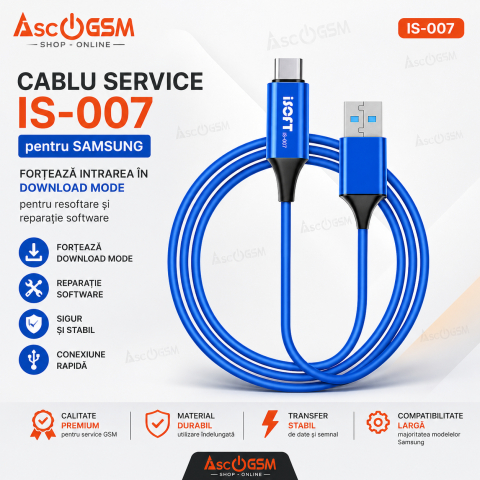 ISOFT IS-007 Cablu Service Samsung Download Mode – Forțare Download Mode pentru Reparație Software [0]