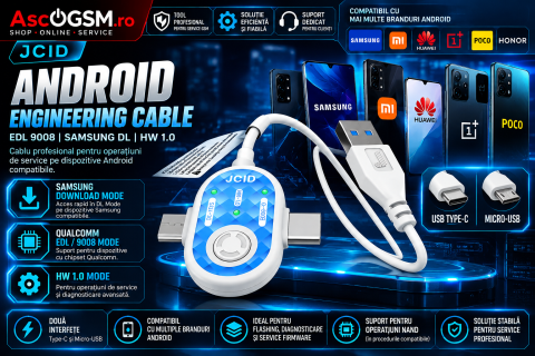 MAGAZIN GSM - JCID Android Engineering Cable – Cablu Profesional EDL 9008, Samsung DL & HW 1.0