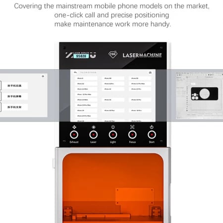 Mașină laser violet AI-Voice TBK-958ZU – demontare și gravare ecrane [7]
