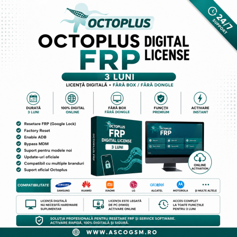 Octoplus/Medusa - Octoplus FRP Digital License – 3 Luni / 6 Luni / 1 An Fără Box sau Dongle