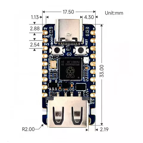 Raspberry RP2350-USB-A – Raspberry RP2350 Dual-Core, Dual-Socket Processor [1]